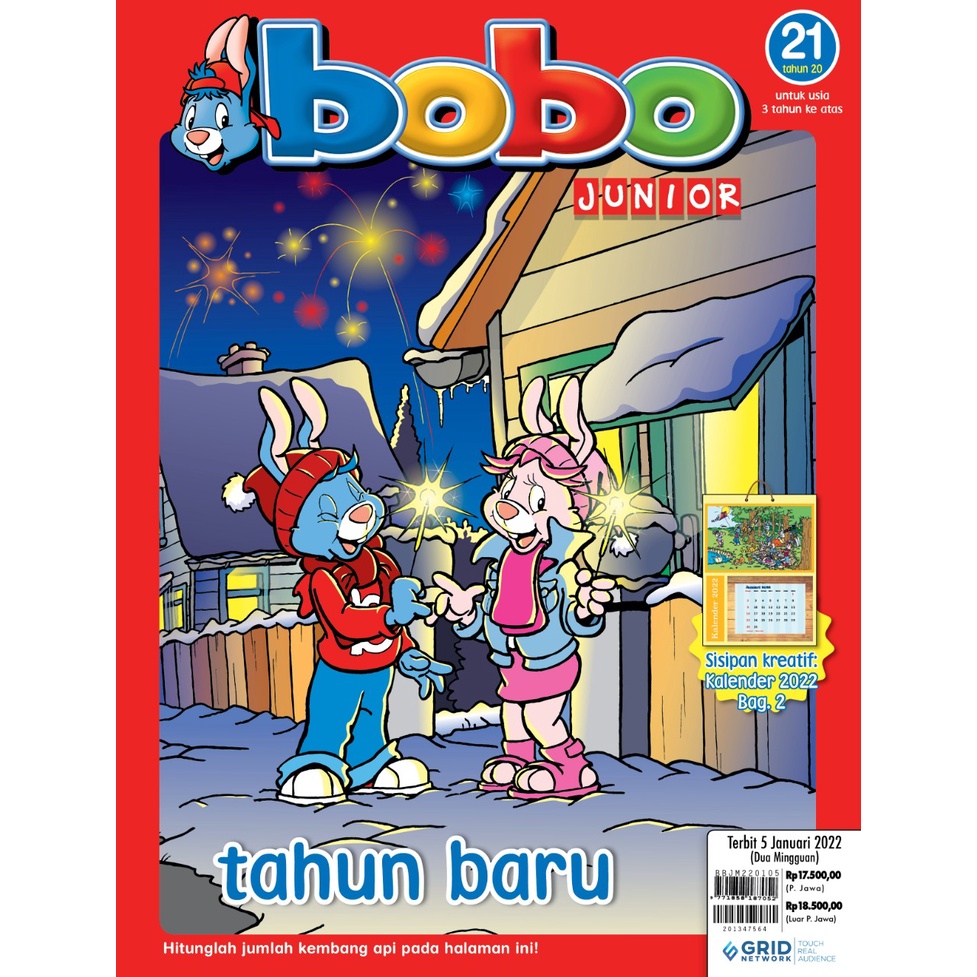 Majalah anak Bobo Junior Januari 2022 terbaru