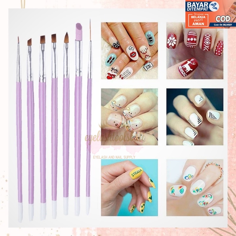 KUAS PAKET UNGU NAIL ART ISI 7 pcs