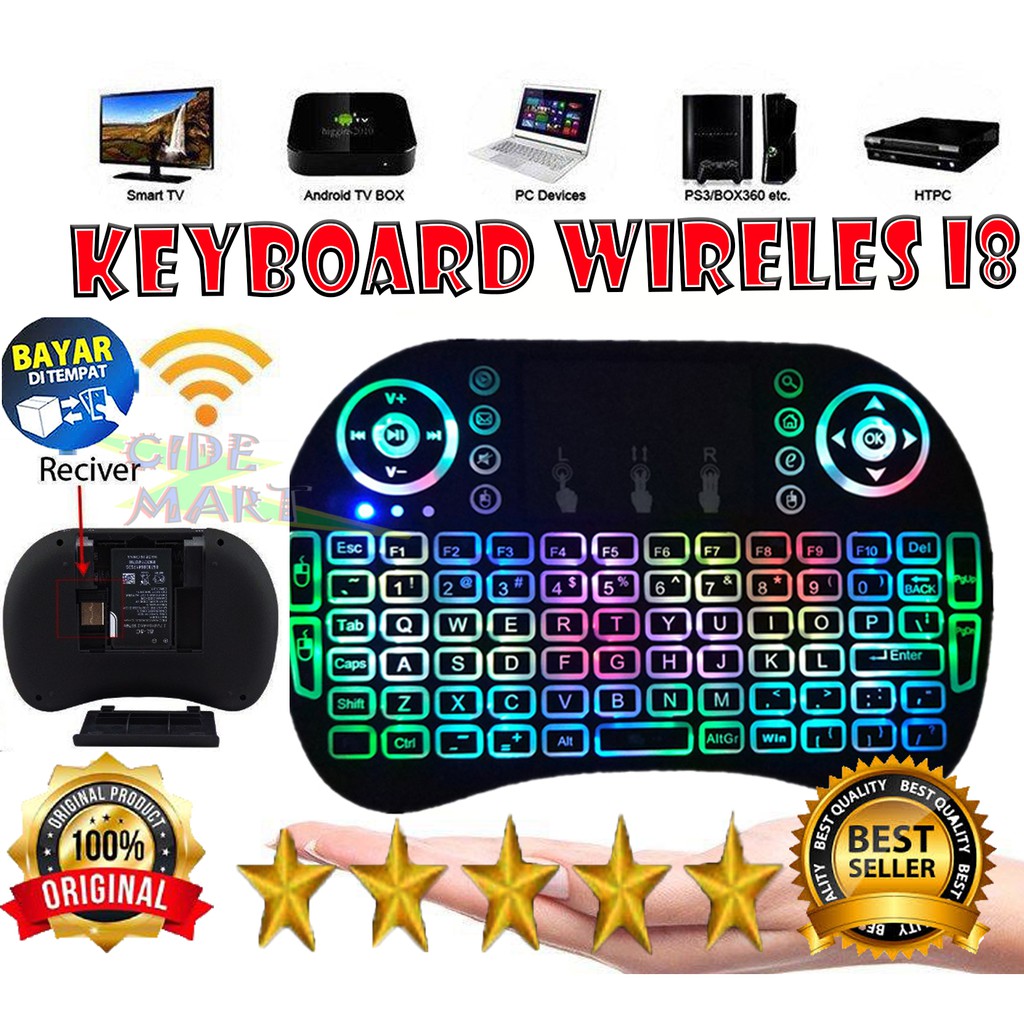 [ORIGINAL] KEYBOARD WIRELESS MINI I8 / KEY BOARD FOR PC ANDROID TV BOX