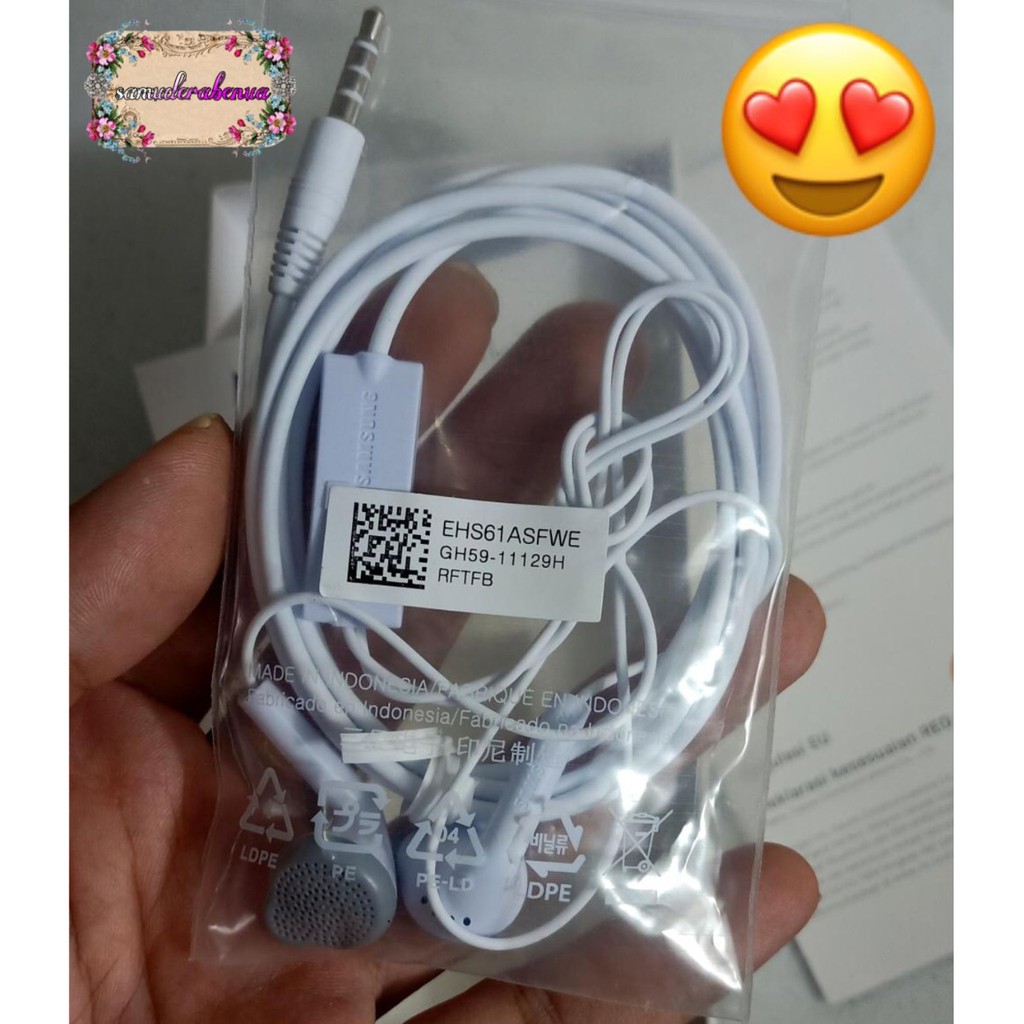 Headset Headsfree henset Hf Samsung J1ace , J2prime , J3 , J5 ,A10s ,s5830 original INDONESIA SB965