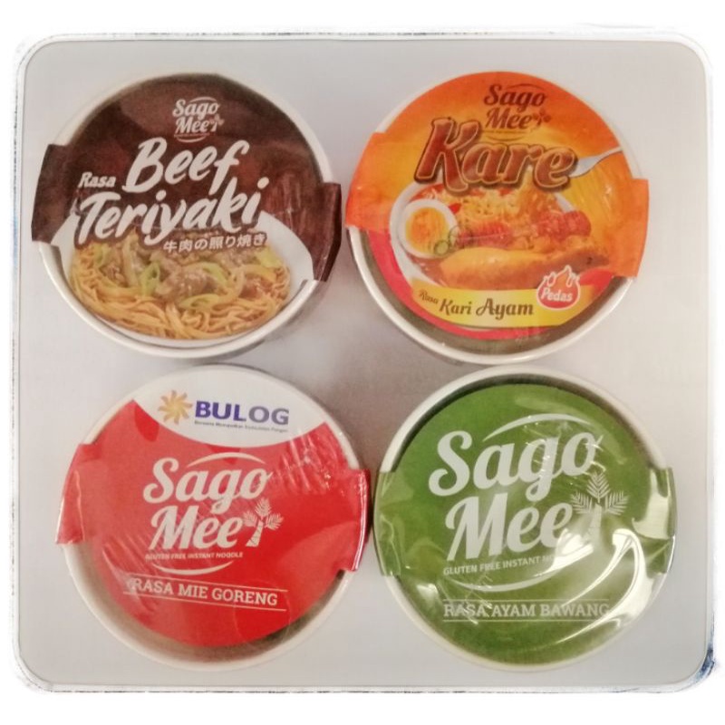 

SAGO MEE Paket 4 cup : Ayam Bawang, Mie Goreng, Kari Ayam, Beef Teriyaki