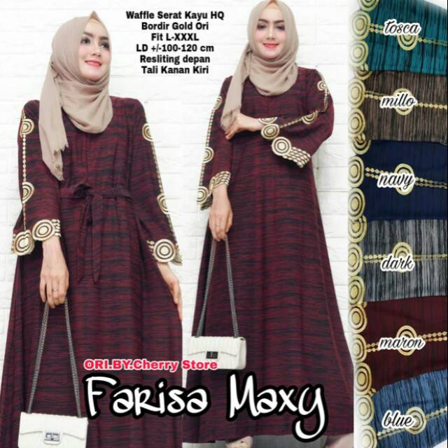 Baju Wanita Farisa Maxy Bordir Lengan dan Tali Pinggang Kanan Kiri