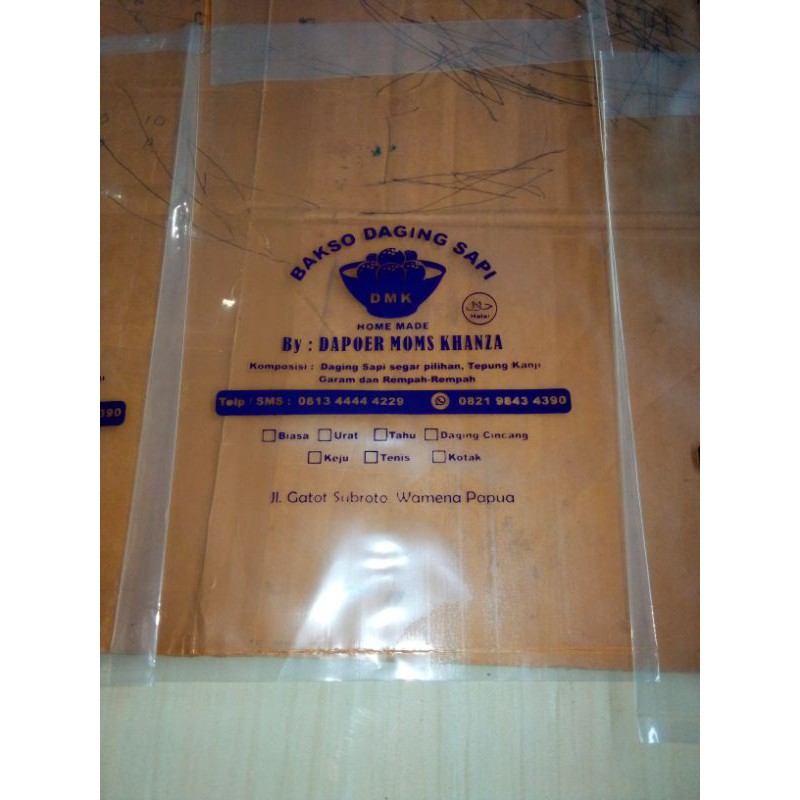 

Plastik PE bening tebal ukuran 15x30 plus sablon isi 500pcs