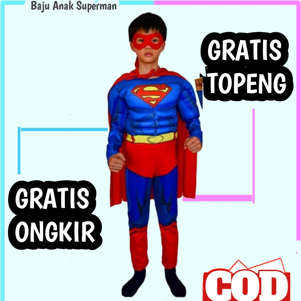 baju superman anak umur 1 - 11 tahun | kostum superman | kostum superman anak | baju superman anak dan topeng | baju anak laki laki | baju spiderman | baju spiderman anak laki laki