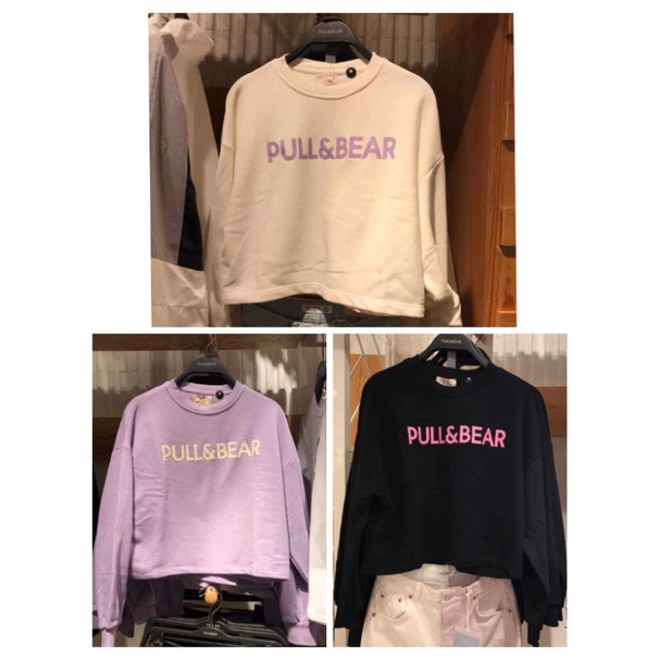 Ready Jastip Crop Sweater Sweatshirt Hoodie Baju Atasan PnB Cewek Pullnbear Pull and bear Pull&bear 