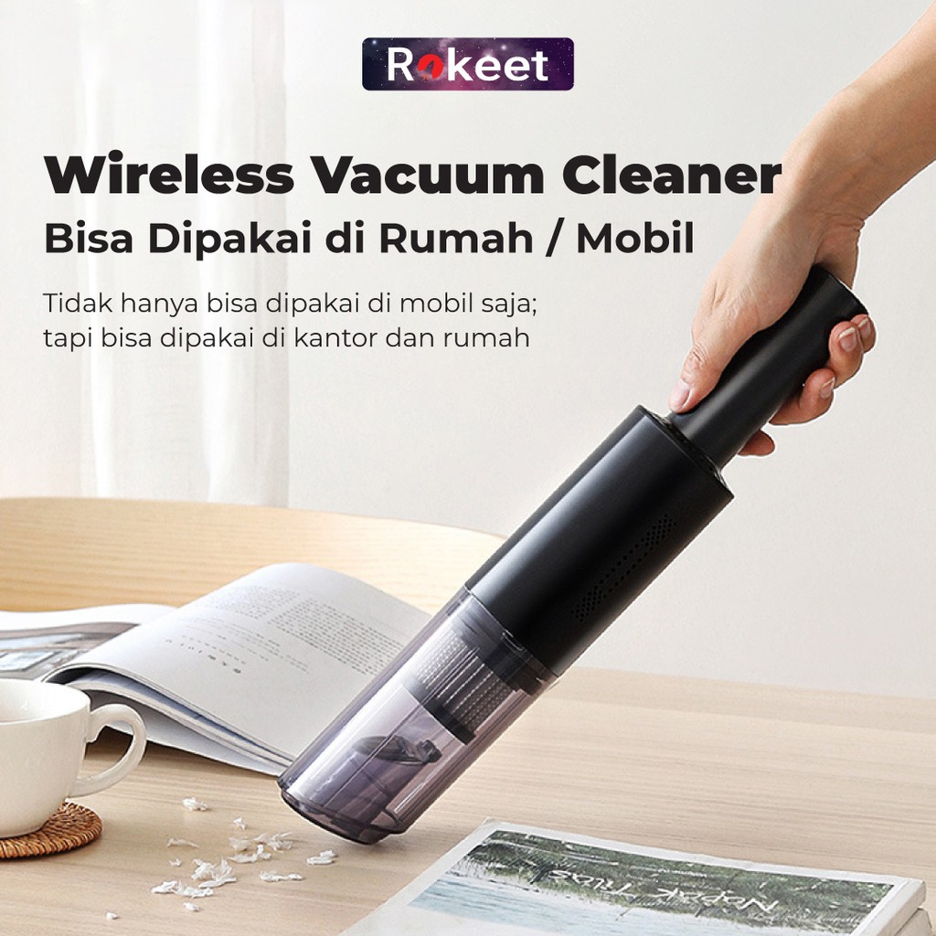 Vacum Cleaner- Rokeet Vacuum Cleaner Mini Penyedot Debu Mini Car Vacuum Cleaner Portable Wireless Or