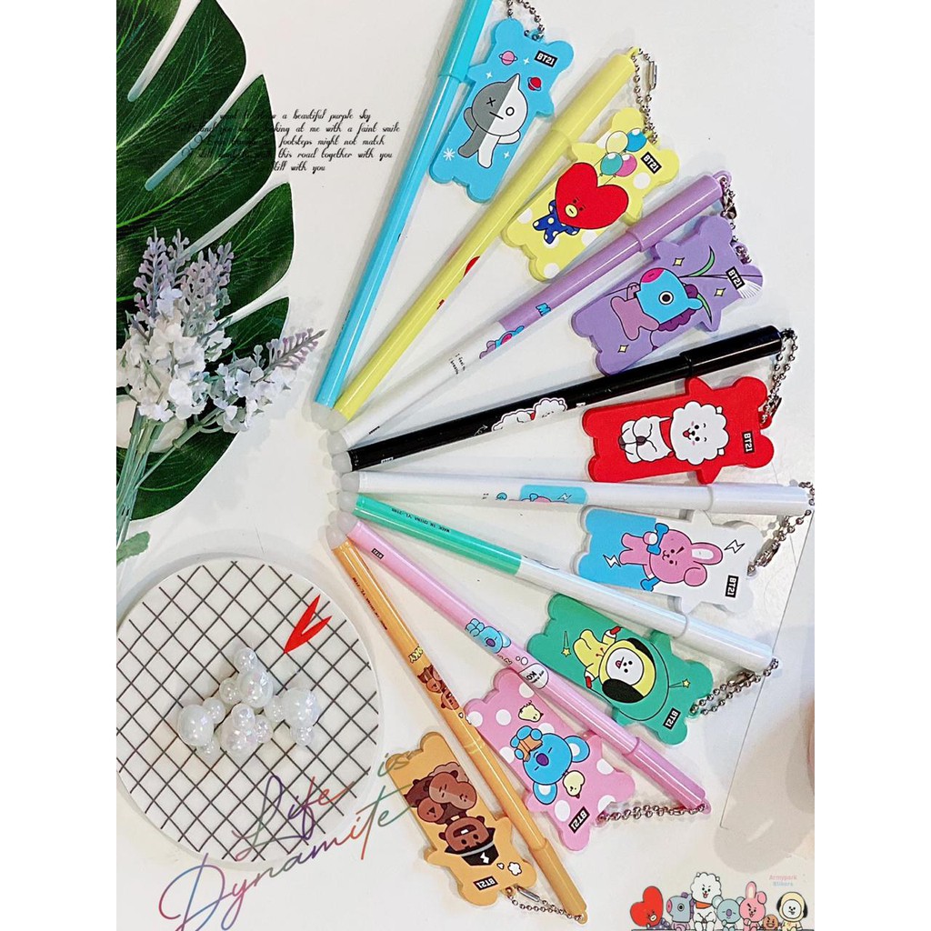 VS BG - PULPEN BT21 3 MOTIF KPOP Pulpen Cute Cartoon Ballpoint