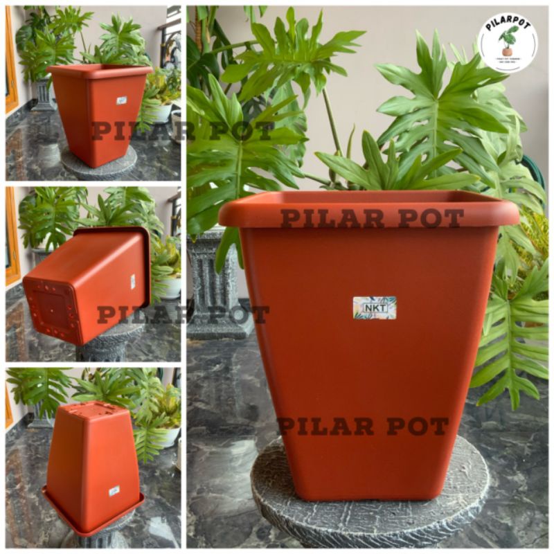 pot bunga tanaman kotak tinggi HOYA 40 MERAH BATA diameter 31cm - NKT HOYA