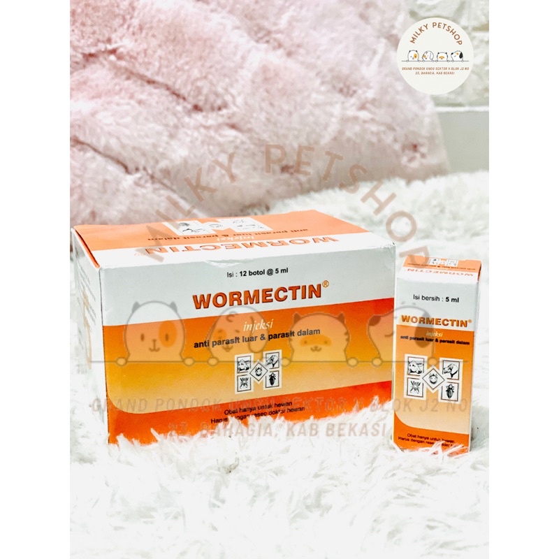 Wormectin Obat Suntik Scabies Cacingan Kutu Kucing Anjing Sapi Babi Domba 5ml 5 ml 5mili MURAH