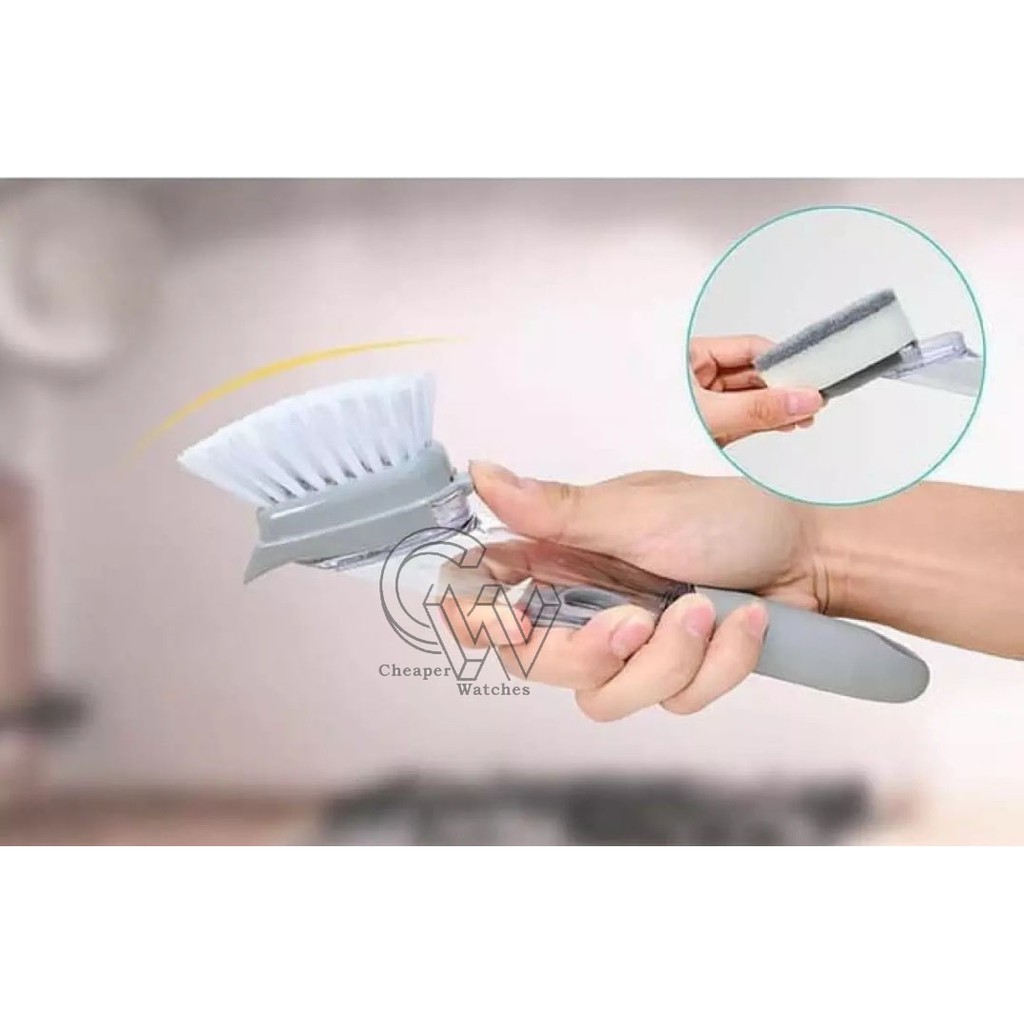 Cheaper-Sikat Cuci Piring Cleaning Brush Alat Dapur Dispenser Cuci Piring Sabun Panci FreeSponge Pembersih