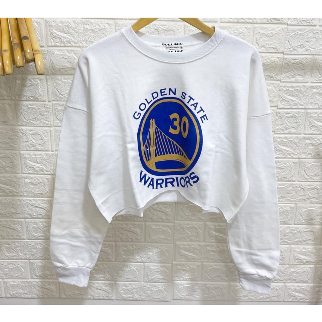 WHITE GOLDEN STATE WARIOS SWEATER CROPE BAHAN FLEECE (IC)