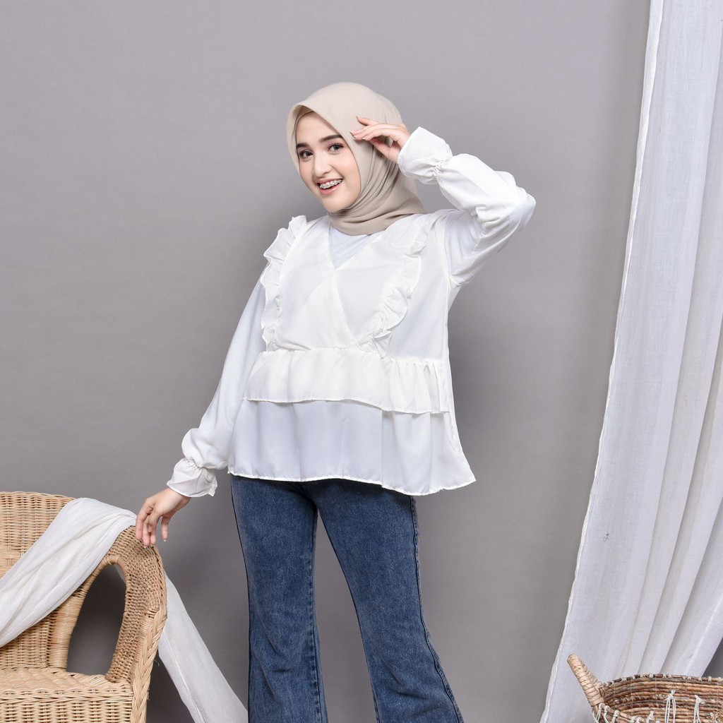 Yuna Blouse - Blus Rempel Polos Korea