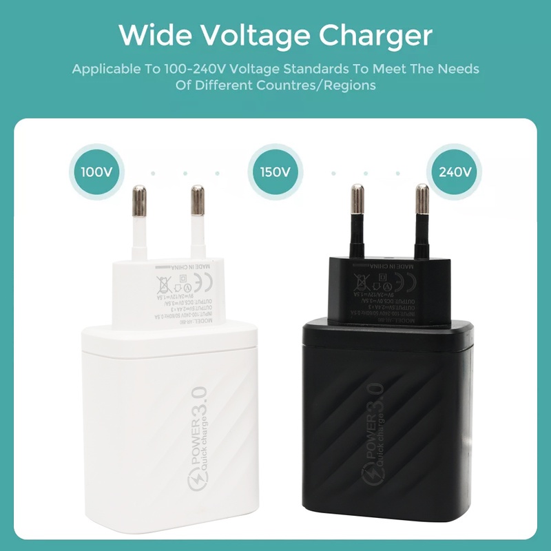Adapter Charger Dinding Universal 3 Port Usb Tipe C Qc 3.0 10w 5v 2a Untuk Iphone / Android
