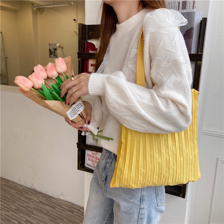 TM-68 tas belanja jinjing bahu kain kerut shopping bag import korea jepang summer