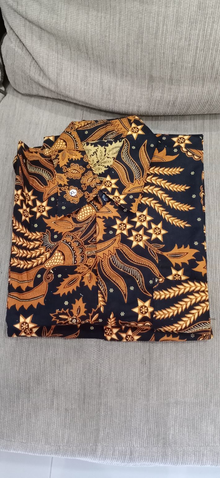 Sarimbit Couple Batik Ayah Bapak Dan Anak Motif Manggar Emas Original Murah Pekalongan