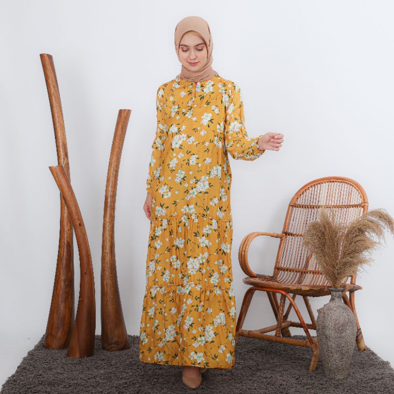 gamis busui panjang rok susun bali serut pinggang