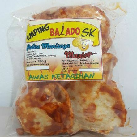 

Keripik Emping Pedas Manis SK/Emping Balado/Emping Manis Pedas Super