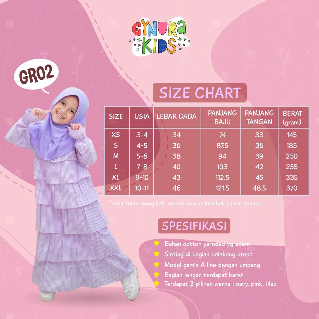 Gamis Anak katun GR02 Gynura Kids