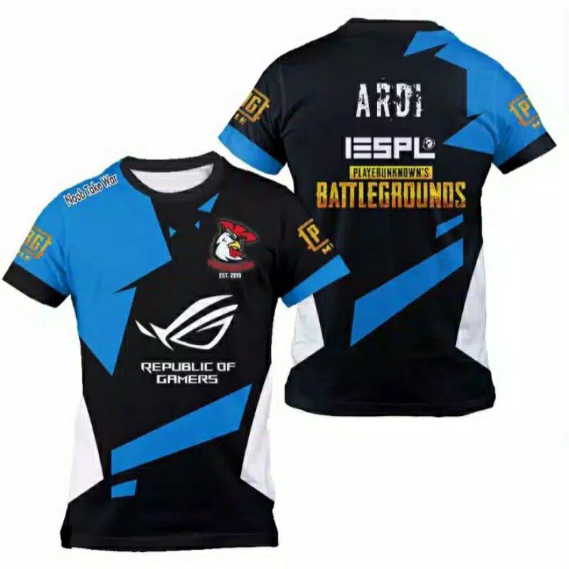 JERSEY BAJU KAOS GAME GAMING FF PUBG ML BISA DI KASIH NAMA DAN LOGO GUILD