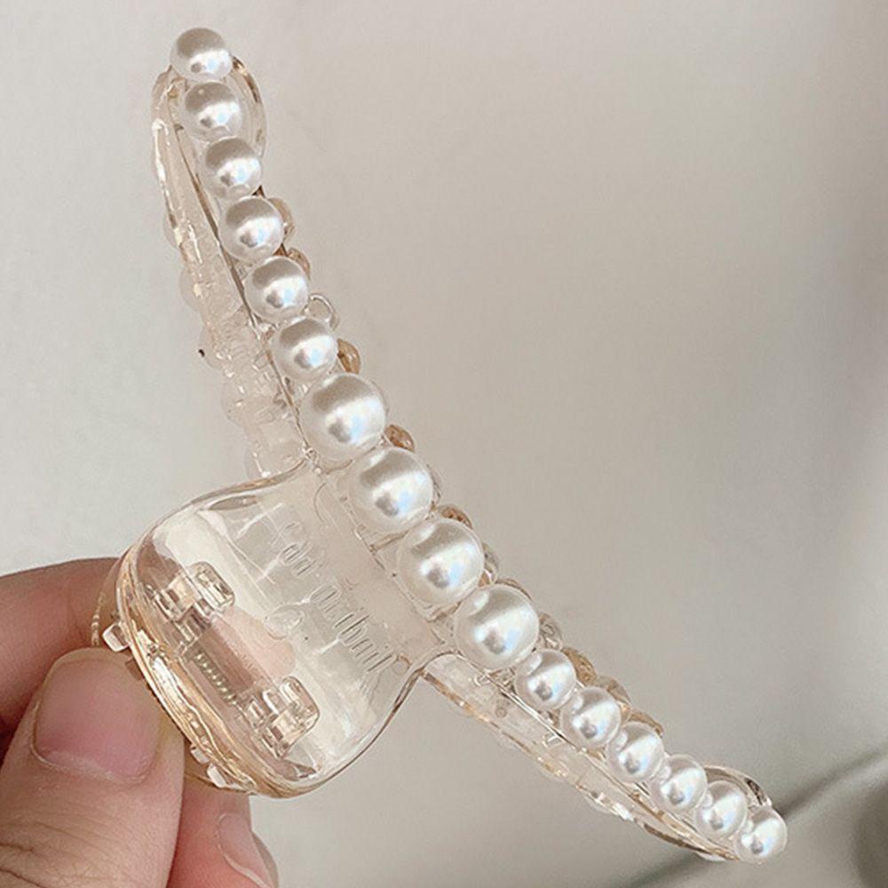 AUGUSTINA Pearl Hair Claw Wanita Korea Aksesoris Rambut Disk Rambut Elegent Plastik Grab Clips