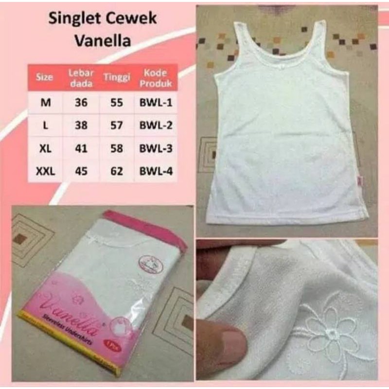 1pcs_singlet wanita cotton tali lebar  vanela / tanktop wanita / singlet vanela