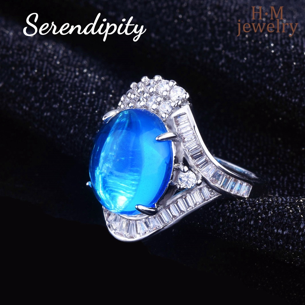 Ornamen Cincin Berlian Sapphire Bentuk Bintang Bulat Bahan Jelly