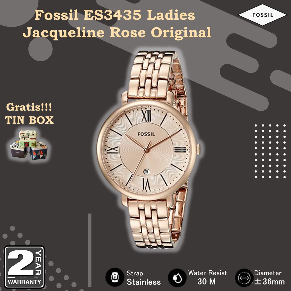TERLARIS Fossil ES3435 - Jam Tangan Wanita Fossil Original - Fossil ES3435 Ladies Jacqueline Rose