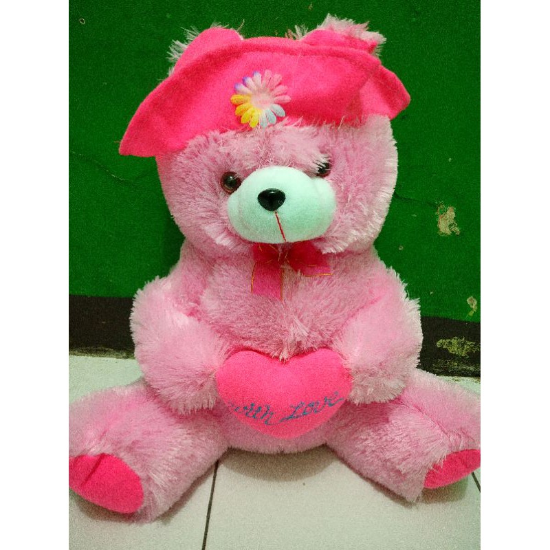 Boneka teddy bear topi XL duduk