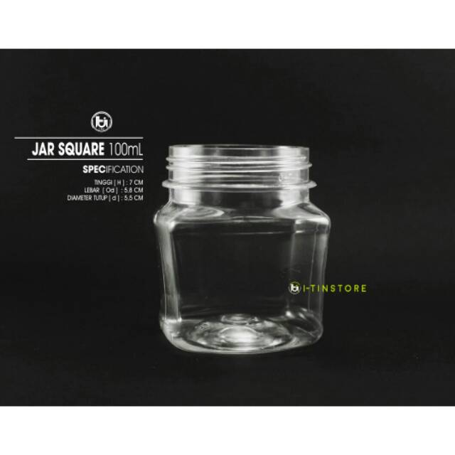 100ml SQUARE /KOTAK /Jar /Toples / Botol /PLASTIK PET Food grade /TOPLES PLASTIK
