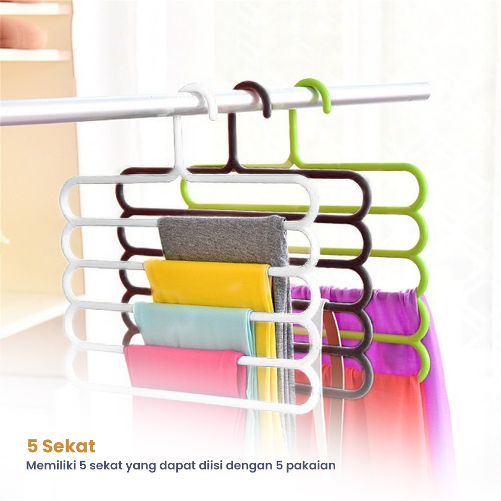 Gantungan Hanger Pakaian 5 In1 Gantungan Multifungsi Hanger Baju