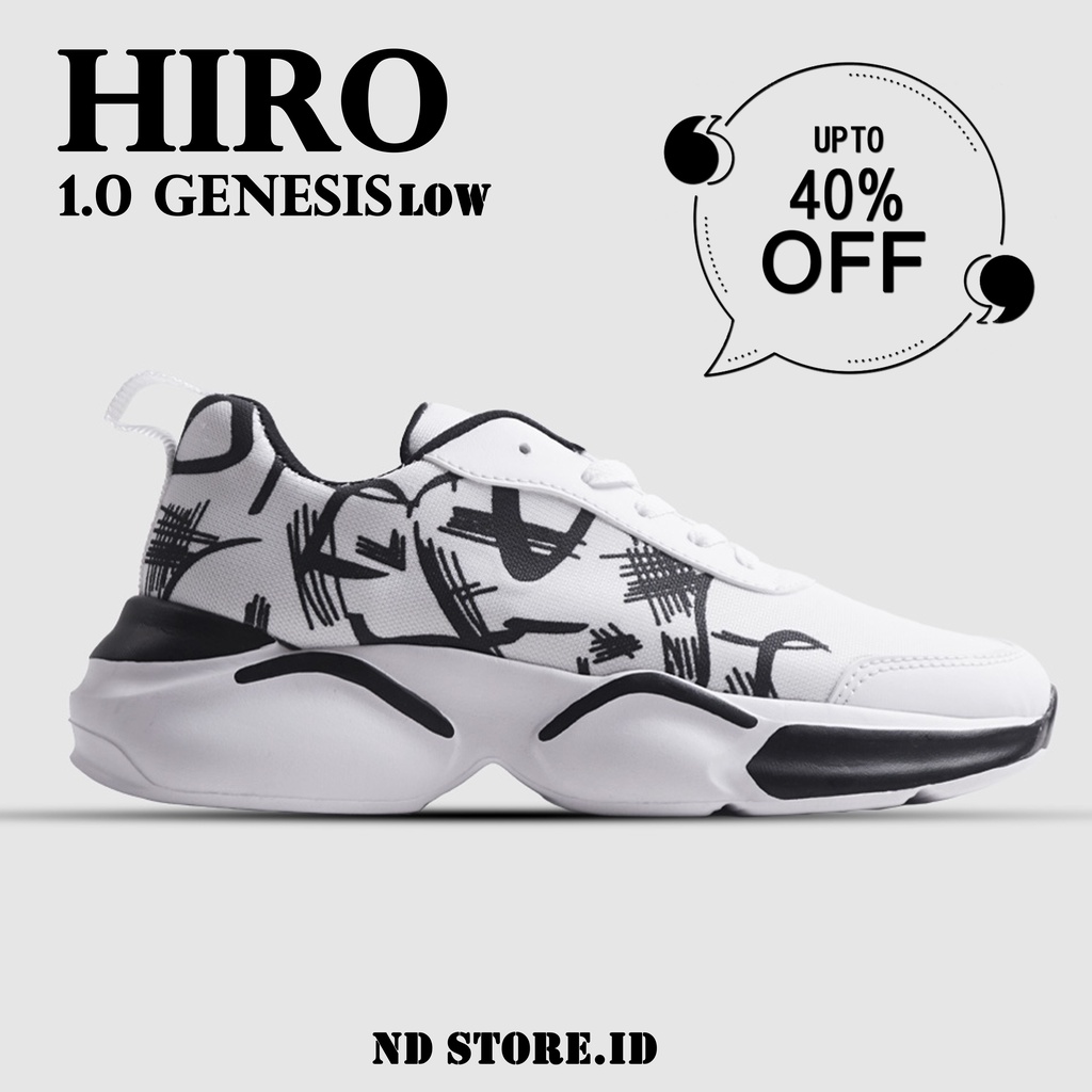 Mantul Sale... Sepatu Pria Sneakers Hiro 1.0 Genesis PUTIH LOW Casual Sport Sepatu Pria Kekinian Rin