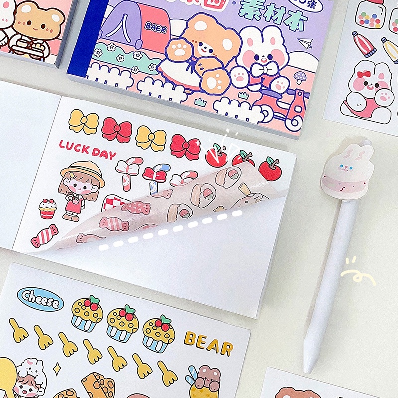 50 Lembar Stiker Kertasselotip Washi Motif Kartun Lucu Kapasitas Besar Untuk Dekorasi Scrapbook DIY