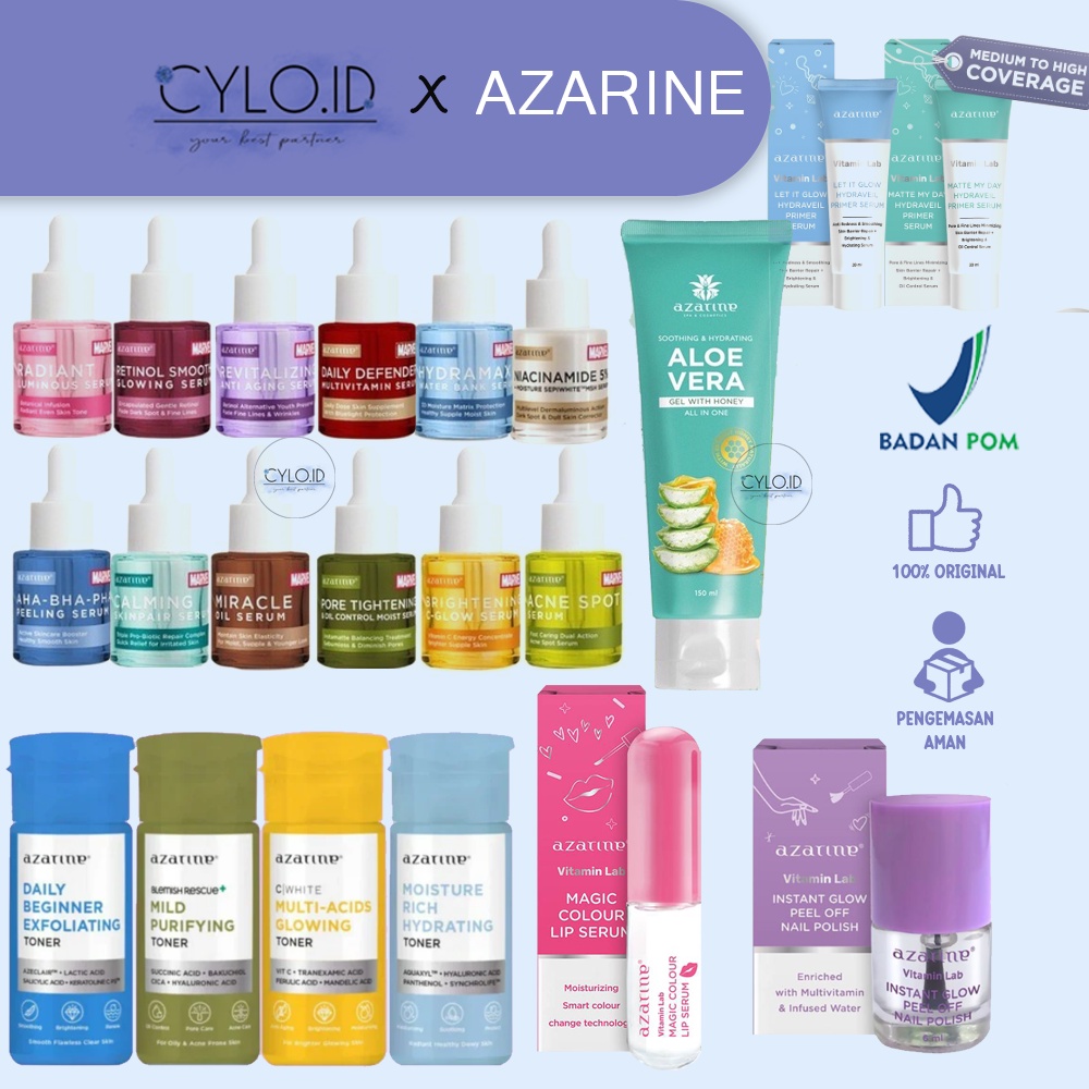 AZARINE SUNSCERRN MARVEL SERUM HYDRAVEIL PRIMER TONER ALOEVERA Daily Beginner Exfoliating | Moisture