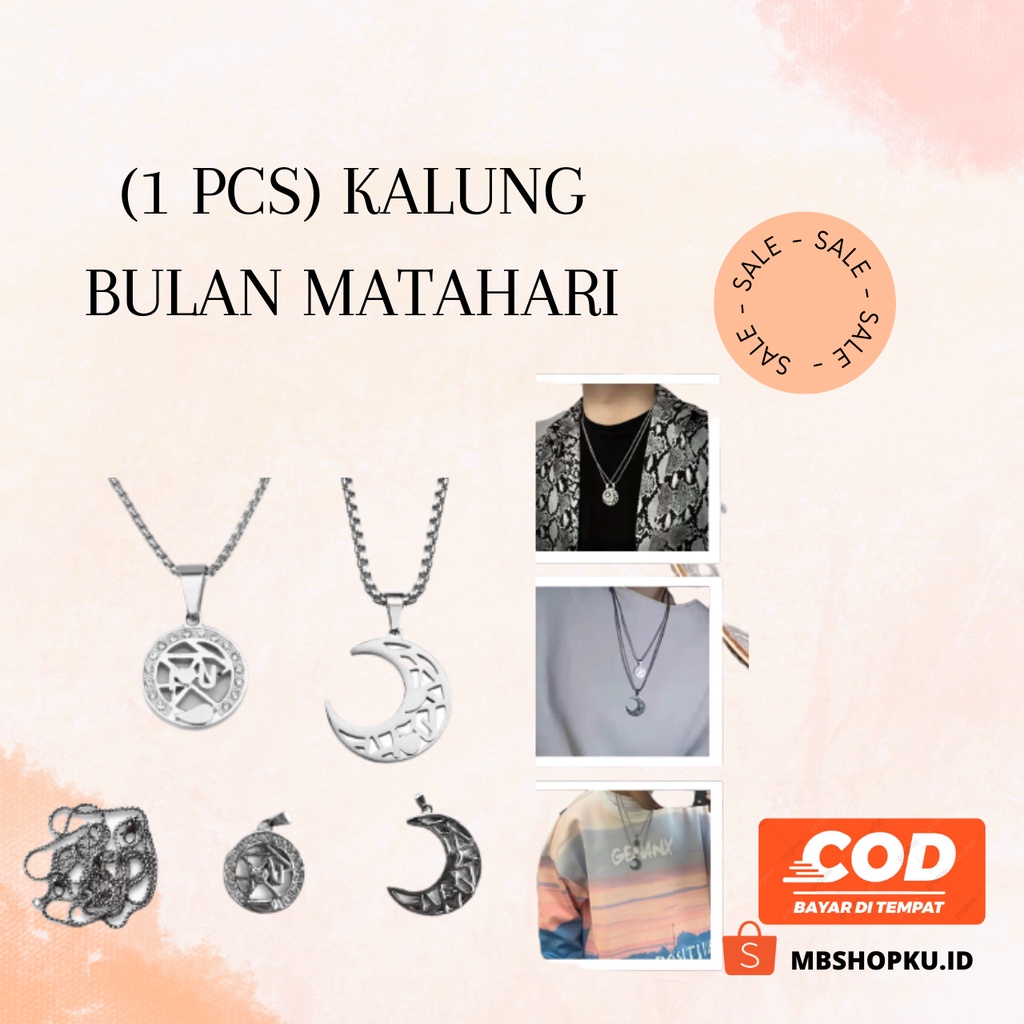 (1 PCS) Kalung Couple Magnet Matahari Dan Bulan Liontin Kalung Couple Titanium Anti Karat Kalung Tit