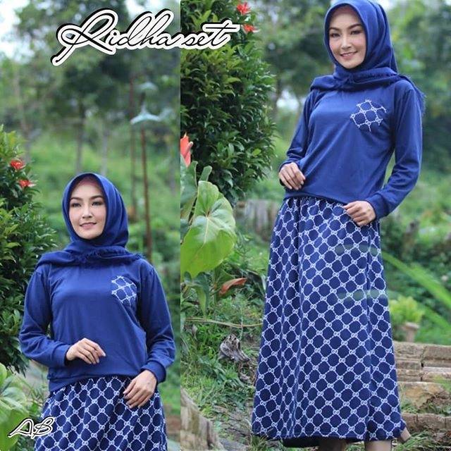RIDHA SET - Baju Setelan Wanita Terbaru / Satu Set Atasan Blus Lengan Panjang dan Bawahan Rok Murah