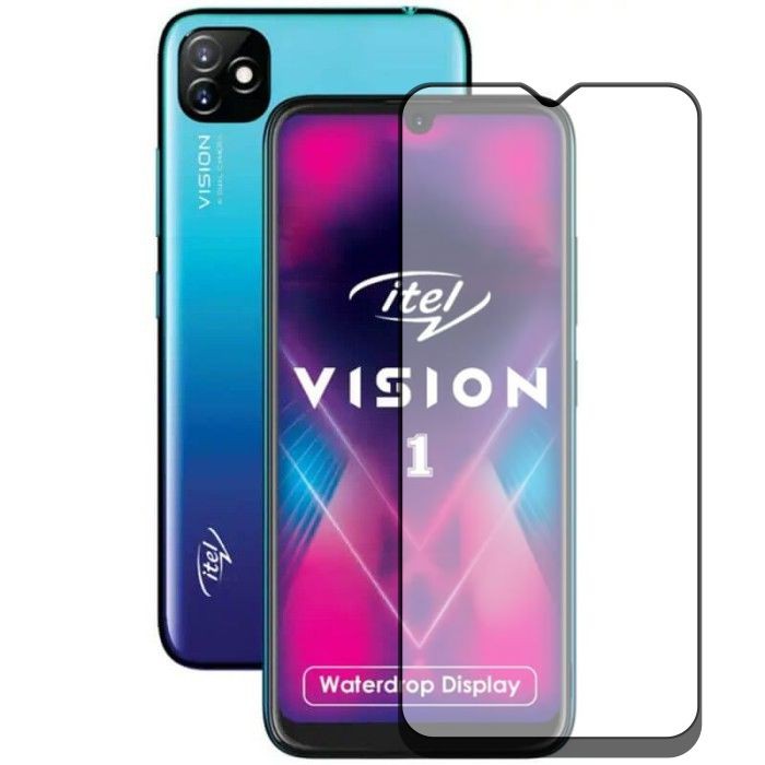 Tempered Glass 9D For iTel Vision 1 Tempered Glass Full Layar Full Cover Full Glue