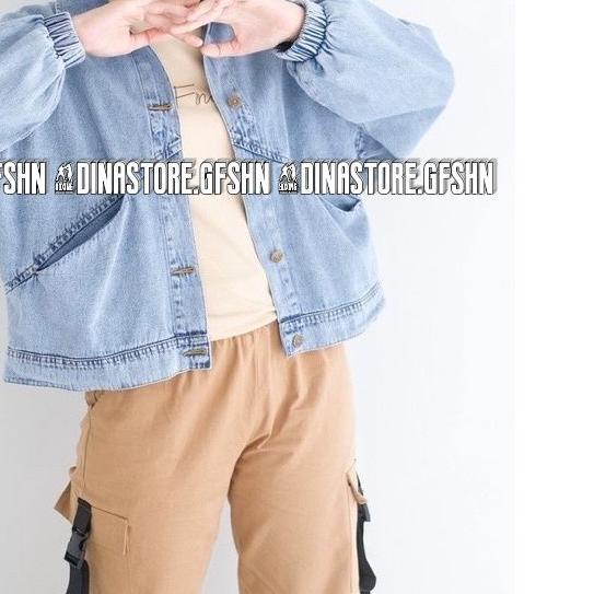 JAKET BAGGY JACKET JEANS OVERSIZE WANITA ORIGINAL KARET LENGAN BALON PREMIUM TERBARU
