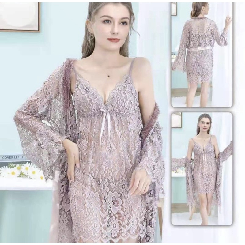 Baju Tidur Kimono Sexy | Kimono Lingerie Lace Transparan XINGWANG 83050 Freesize