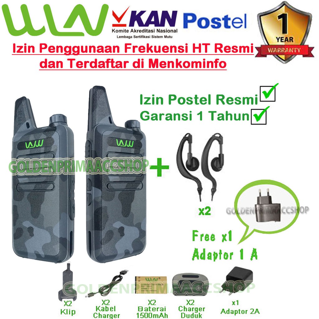 Paket Standart Walkie Talkie WLN HT Two-Way Radio -LORENG ABU ISI 2pcs