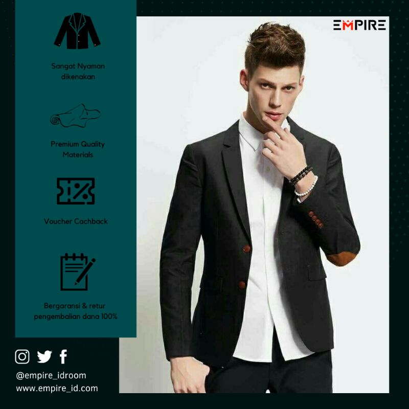 Empire Blazer jas pria casual kantor cowok slimfit jas murah  Cd_Elbow