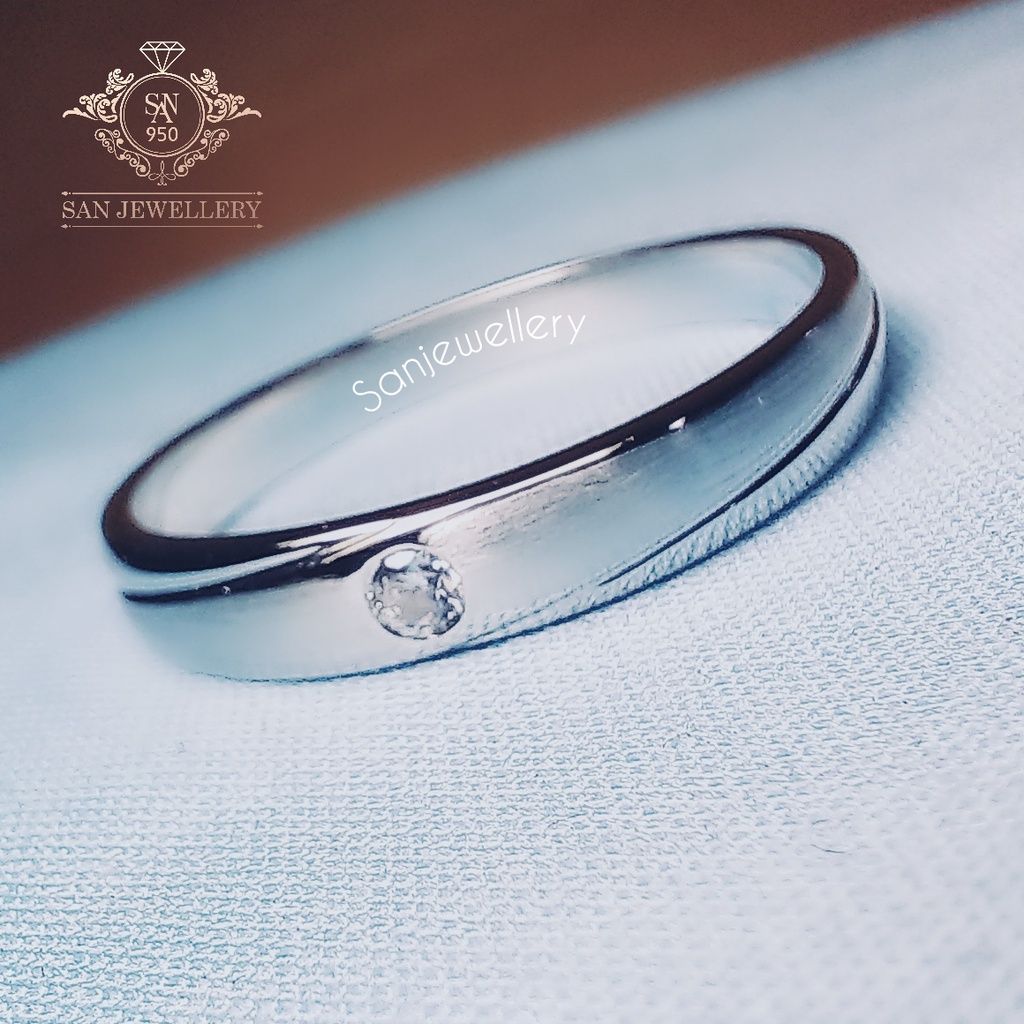 Cincin Nikah Kawin Tunangan Moissanite [P90] – Platinum, Palladium & Perak 950 | SAN950