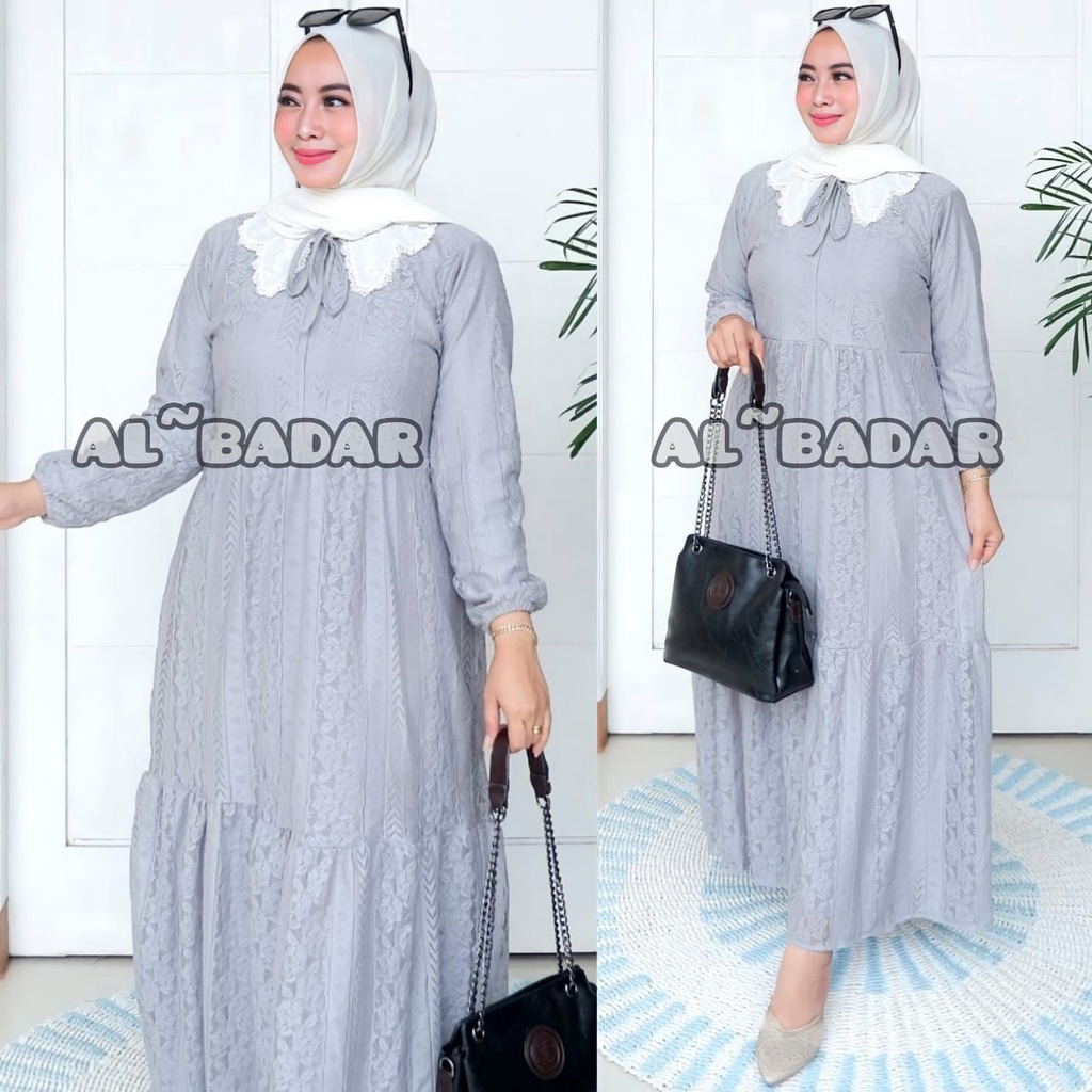 [ BISA COD ] GAMIS BRUKAT PREMIUM MIX KERAH RENDA,GAMIS BRUKATPREMIUM MIX KERAH RENDA MODEL TERBARU BY AL BADAR