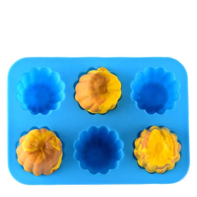 Cetakan Silicone Muffin 6 in 1 dengan Warna Cetakan Muffin Silicone Coklat Jelly Pudding Agar Agar Serbaguna