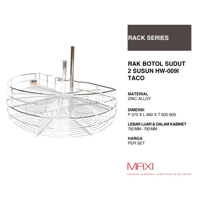 Rak Dapur - Taco Rak Sudut Bumbu Hw 009 I - Putar 180 Drajat