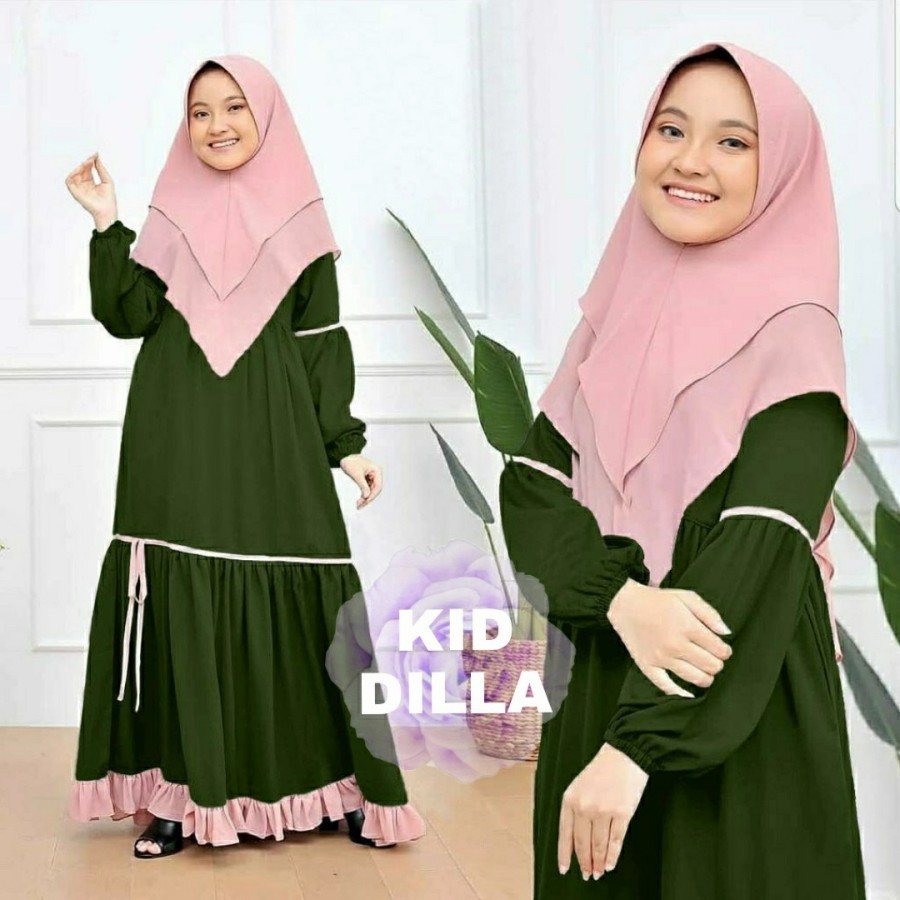 Baju Gaun Pesta Anak Remaja Muslimah Adem Lucu Trandy Terbaru Lebaran 2022 Gamis Dilla Adem Usia 7 8