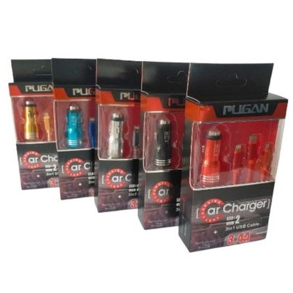 Pugan CAR CHARGER CASAN HP MOBIL 3-1 USB KABEL FASH CHARGING 3.4A