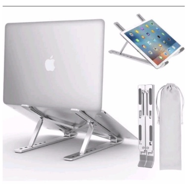 ES55 LAPTOP STAND LIPAT ALUMINIUM HOLDER PORTABLE PENAHAN MEJA LAPTOP