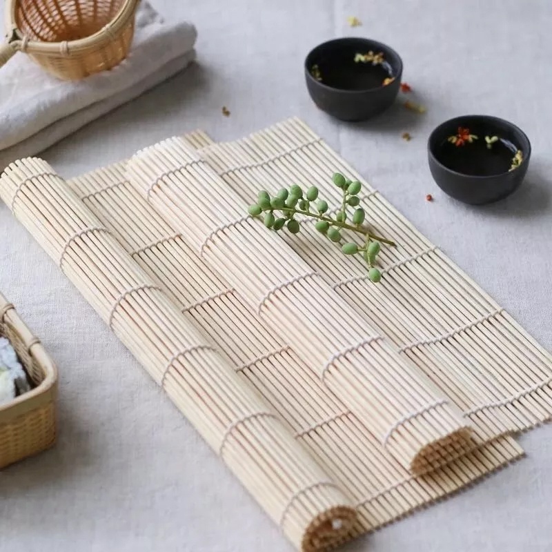 Cetakan Sushi Roll Mat Alat Pembuat Sushi Bambu Bamboo Rolling Mat Kimbab Penggulung Nasi Kepal Nori Onigiri Sushi Rice Mold Bento Maker ROLLER Tikar Bambu Alas Gulung Sushi