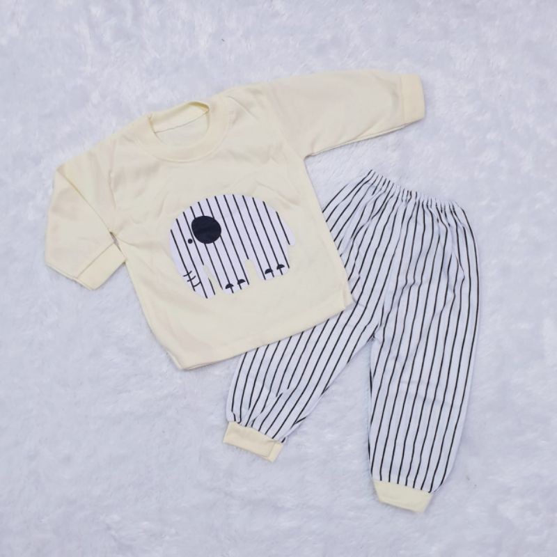 Baju Baby Gracia Piyama Gajah Salur Piyama Anak