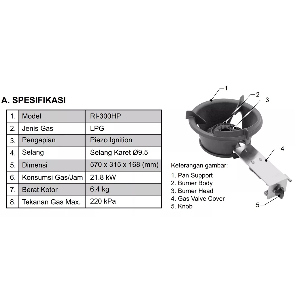 KOMPOR GAS RINNAI RI-300HP KOMPOR COR